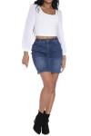 Stylish Blue Stretch Denim Mini Skirt for Women