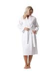 Lightweight Waffle Cotton Bathrobe for Women - White