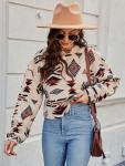 Bohemian Tribal Graphic Cropped Knit Sweater