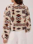 Bohemian Tribal Graphic Cropped Knit Sweater