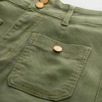 Knee Length Army Green Denim Skirt for Women