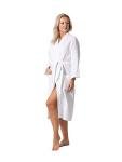 Lightweight Waffle Cotton Bathrobe for Women - White
