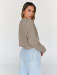 Trendy Oversized Crop Crewneck Sweatshirt in Coffeegrey