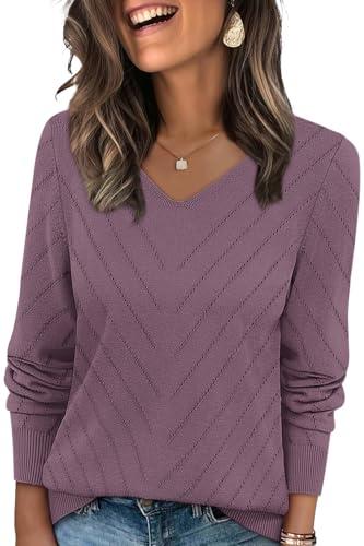 Womens Casual V Neck Cashmere Knit Sweater
