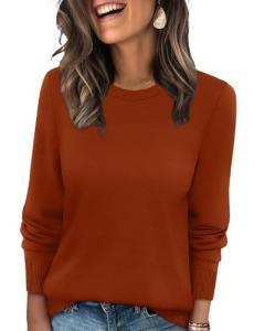 Caramel Cashmere Knit Long Sleeve Sweater for Women