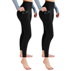 High Waisted Yoga Leggings with Pockets - 2 Pack