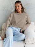 Trendy Oversized Crop Crewneck Sweatshirt in Coffeegrey