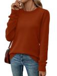 Caramel Cashmere Knit Long Sleeve Sweater for Women