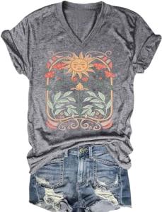 Vintage Boho Sunflower Graphic Tee for Women