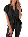 Casual Black Peplum Chiffon Blouse for Women