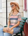 Casual Summer V-Neck Striped Tops for Women