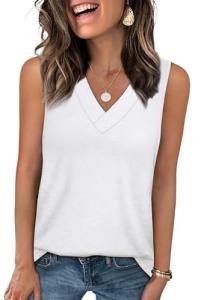 Womens V Neck Loose Fit Sleeveless Tank Top
