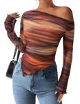 Trendy Off Shoulder Tie Dye Long Sleeve Top