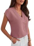 ANRABESS Women’s V Neck Cap Sleeve Casual Tops