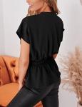 Casual Black Peplum Chiffon Blouse for Women