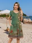Cute Green Bohemian Sundress with Pockets