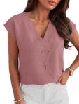 ANRABESS Women’s V Neck Cap Sleeve Casual Tops