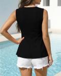 BTFBM Women's Slim Fit Peplum Tank Top - Black