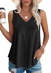 OFEEFAN Black Sleeveless Tank Top for Women