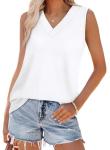 Womens V Neck Loose Fit Sleeveless Tank Top