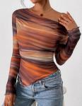 Trendy Off Shoulder Tie Dye Long Sleeve Top
