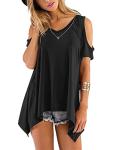Beluring Women’s Cold Shoulder V Neck Tunic Top