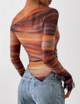 Trendy Off Shoulder Tie Dye Long Sleeve Top