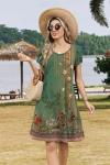 Cute Green Bohemian Sundress with Pockets