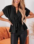 Casual Black Peplum Chiffon Blouse for Women
