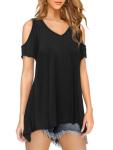 Beluring Women’s Cold Shoulder V Neck Tunic Top