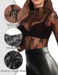 Lace Sheer Long Sleeve Floral Top for Women