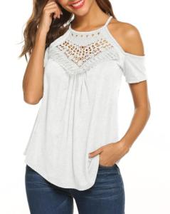 Bluetime Women's Cold Shoulder Summer Top - White XL