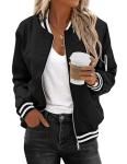 Zeagoo Women's Black Bomber Jacket with Pockets