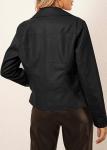 Trendy Black Faux Leather Biker Jacket for Women