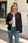 Zeagoo Women's Black Bomber Jacket with Pockets