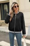 Zeagoo Women's Black Bomber Jacket with Pockets