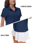 Women's V-Neck Polo Shirt with SPF Protection