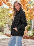 Oversized Faux Leather Motorcycle Jacket for Women