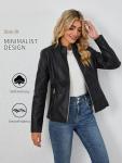 Bellivera Women's Black Faux Leather Moto Jacket