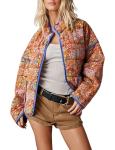 Omoone Women's Floral Cropped Puffer Jacket