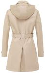 Khaki Hooded Women's Trench Coat with Belt