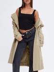 Fisoew Women's Long Double Breasted Trench Coat