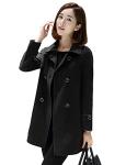 Ylingjun Women’s Black Wool Double Breasted Coat
