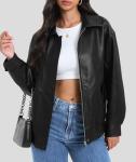 Casly Lamiit Women's Oversized Faux Leather Jacket