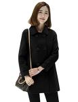 Ylingjun Women’s Black Wool Double Breasted Coat