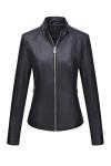 Bellivera Women's Black Faux Leather Moto Jacket