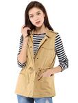 Allegra K Women's Sleeveless Zip Up Utility Vest