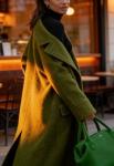 Oversized Green Wool Blend Winter Peacoat for Women