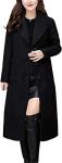 Chouyatou Women's Black Mid-Length Wool Blend Coat