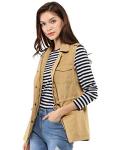 Allegra K Women's Sleeveless Zip Up Utility Vest
